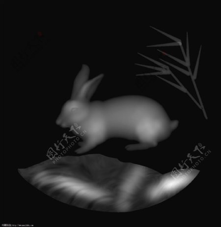 十二生肖兔子灰度图