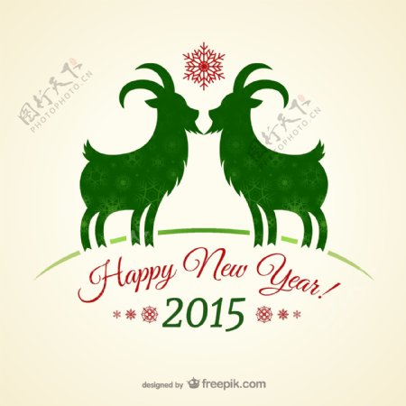 2015绿色山羊新年背景矢量素材