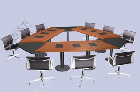 会议桌组合43D模型