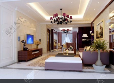 豪华室内客厅空间3d模型