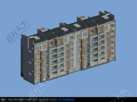 中国现代小区多层住宅3D建筑模型