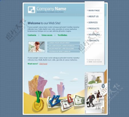 卡通金融网页动画模板