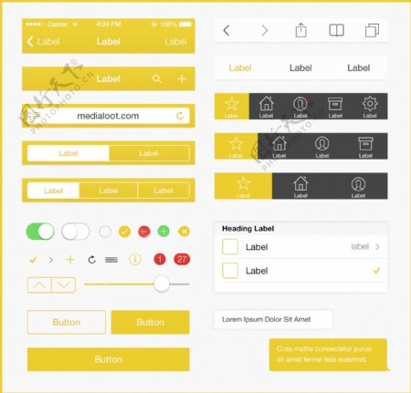 黄色系列iOS7UI图标界面