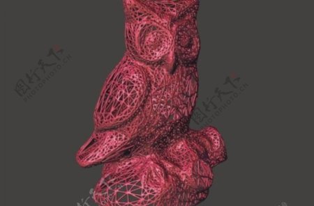 猫头鹰雕像3D扫描Voronoi风格