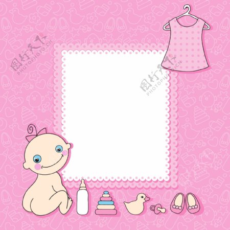 粉色婴儿卡片矢量素材