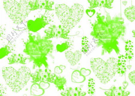 心型花纹绿色图片