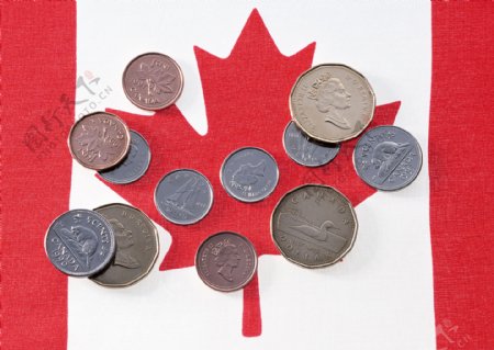 加拿大国旗与硬币货币战争货币国旗收藏