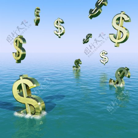 美元下跌在海中呈现萧条衰退和经济衰退