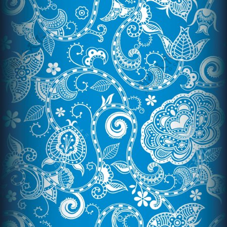 美丽的蓝色花纹背景矢量素材