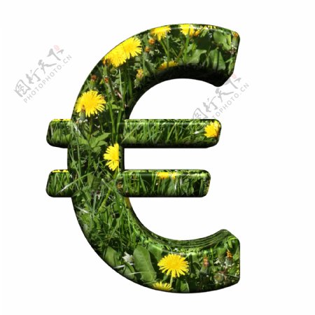 欧元符号从花的字符集