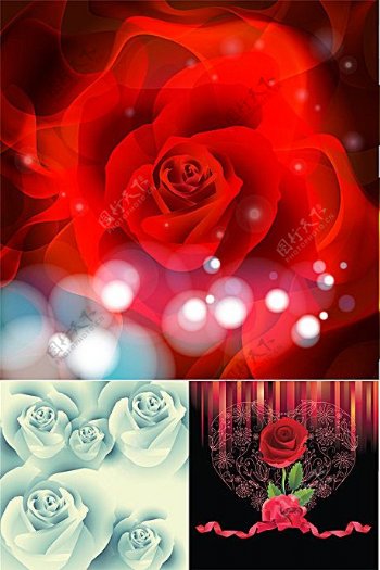 浪漫唯美玫瑰花背景矢量素材