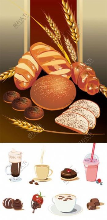 小麦面包矢量素材