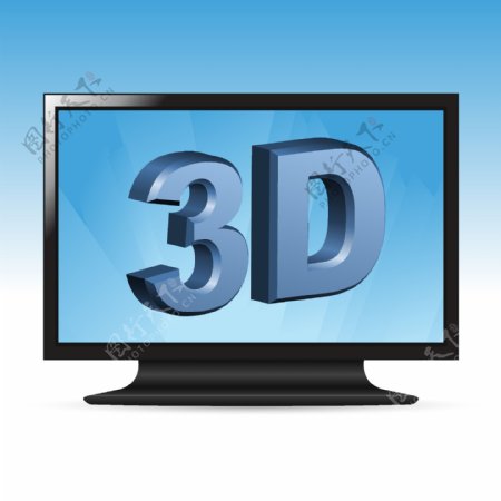 3D电视机矢量素材