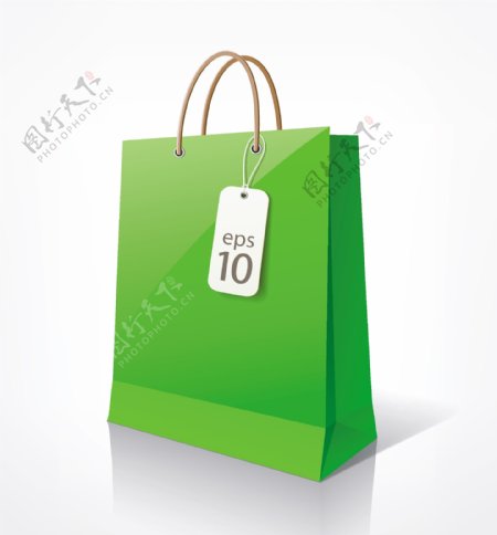 绿色购物袋矢量素材