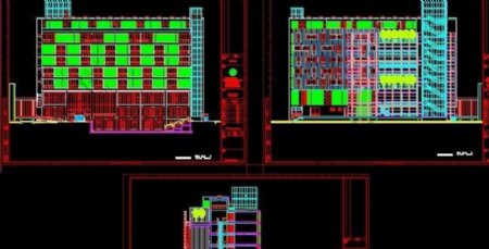 大学建筑系馆立面剖面图