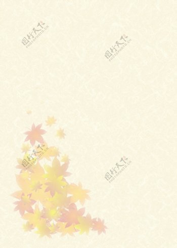 淡粉色枫叶点缀单页背景图