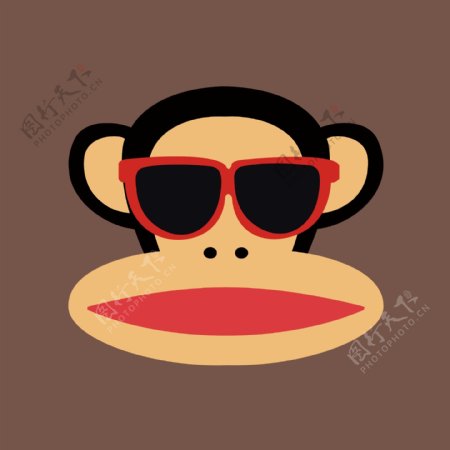 印花矢量图大嘴猴生活元素眼镜色彩免费素材