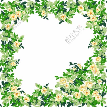 绿色花卉边框详细ps分层文件婚纱相框模板