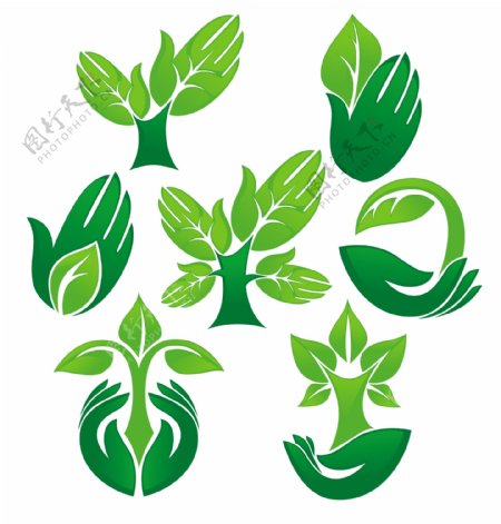 绿色环保手心logo图片