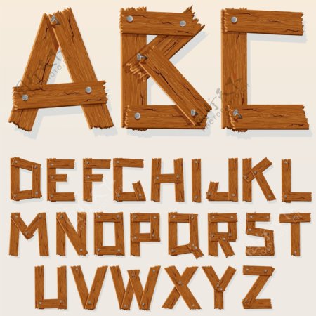 创造性的木制的英文字母矢量素材
