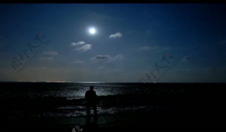 夜色明月风景画视频图片