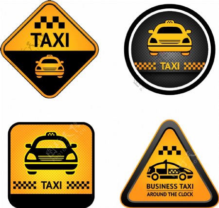 实际的出租车标志标签设计矢量素材03