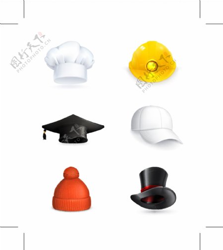 各种样式的帽子矢量素材