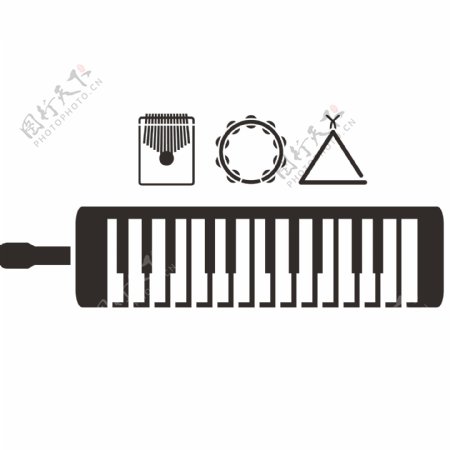 印花矢量图钢琴色彩黑白色乐器免费素材