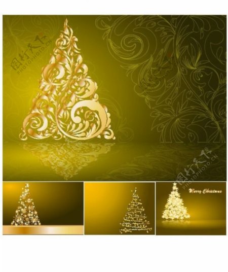 金色圣诞树矢量