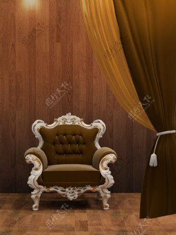 时尚古典沙发窗帘室内设计图片