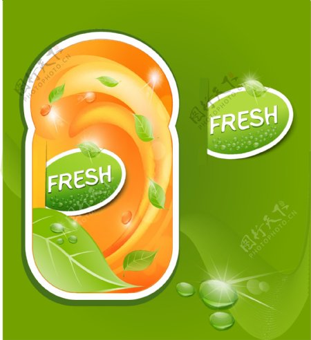 新鲜多汁的水果标签图片
