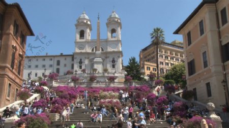西班牙台阶和特里尼蒂dei蒙蒂教堂2股票的录像视频免费下载