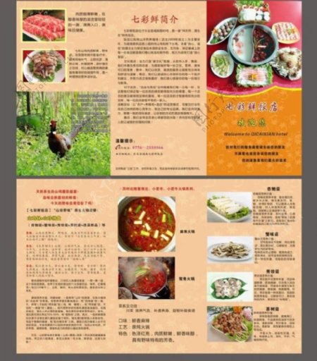 七彩鲜饭店三折页图片