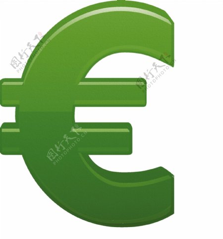 绿色欧元货币符号