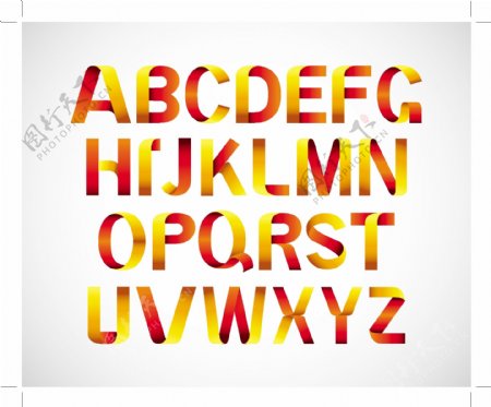彩带效果字母字体矢量素材一