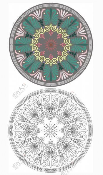 圆形装饰花卉图案素材