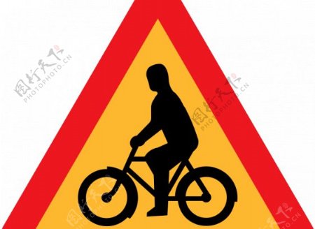 自行车骑手的交通标志图像矢量的警告