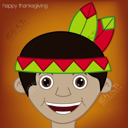 感恩节的印第安男人性格的矢量格式