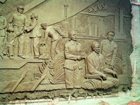 上海梅园浮雕泥塑图片