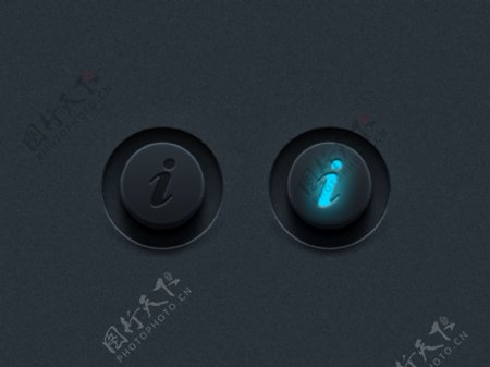 2圆滑的黑色圆形信息按钮设置PSD