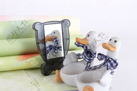 镜子里的丑小鸭图片
