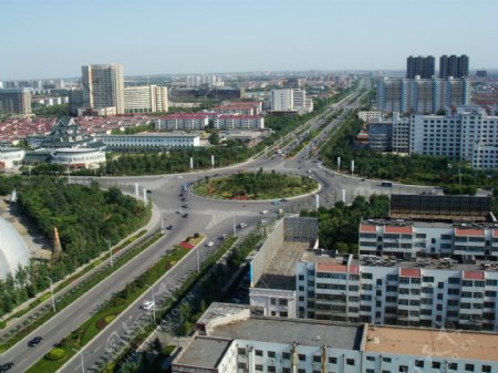 潍坊城市富华游乐园旁鸟瞰图图片