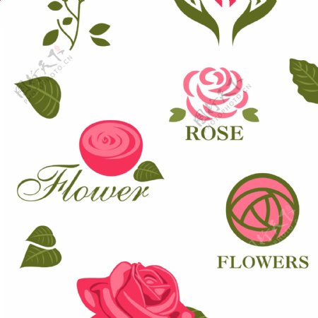 美丽玫瑰花朵图标矢量素材下载