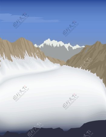 令人神往的雪域高原风景矢量素材
