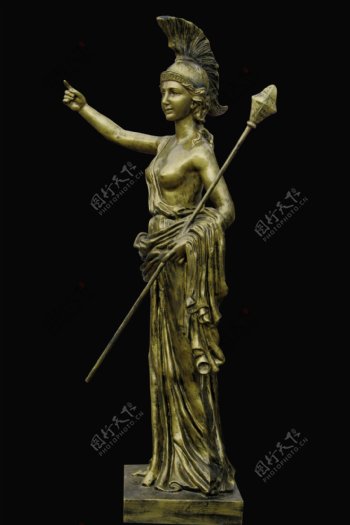 希腊神话手持权杖女神雕塑psd素材