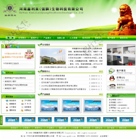 河南强狮兽药医药网页模板绿色网页模板简单大气企业黄金狮子图片