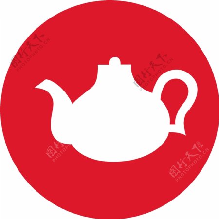红色背景茶壶图标