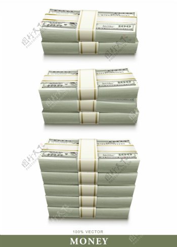 3组金融货币美元矢量素材