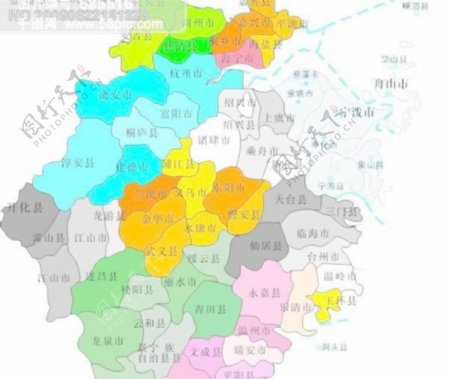 浙江省县市分布矢量地图
