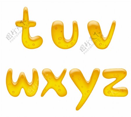 黄色水晶小写字母矢量素材